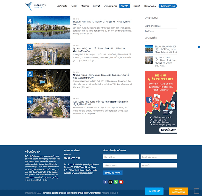Giao diện web bất động sản dự án căn hộ